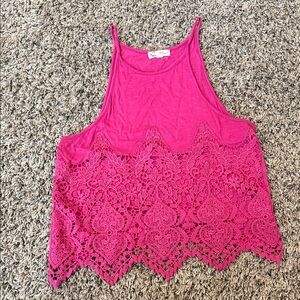 About A Girl Pink Lace Top